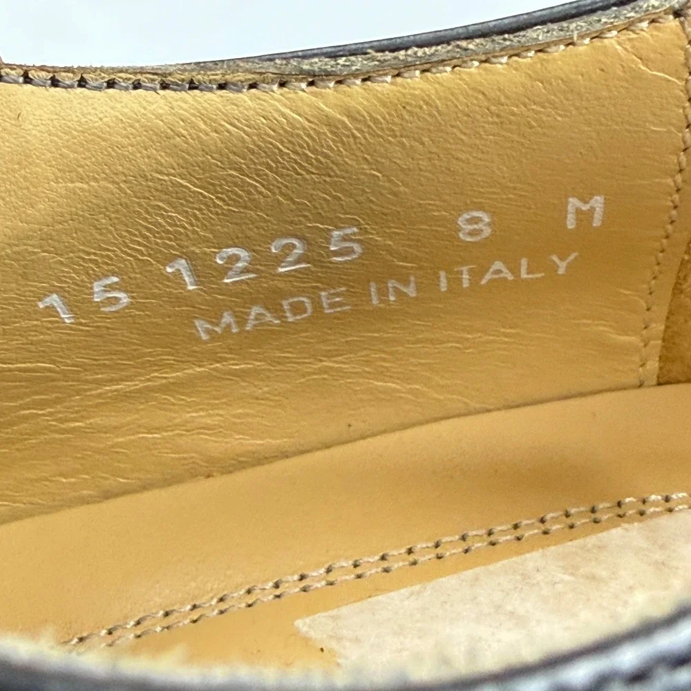 Johnston & Murphy Signature Black Leather Moc Toe Derby Shoes Italy Size 8 M